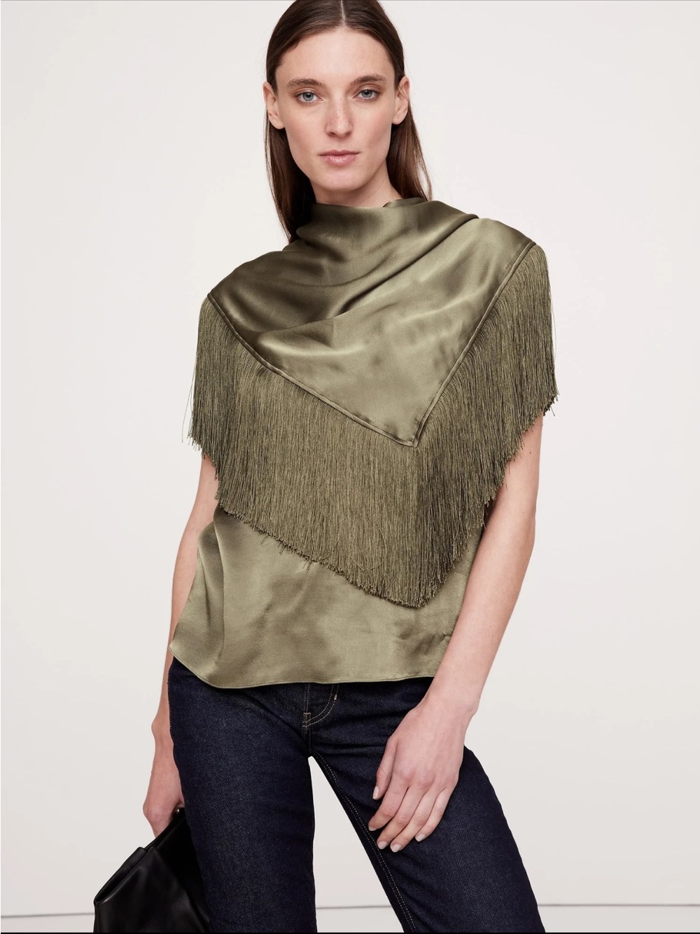 Fringed Satin Blouse